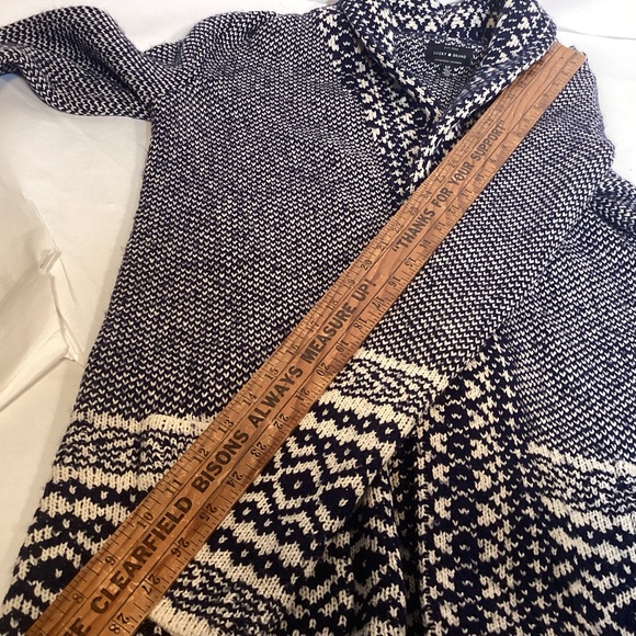 Lucky Brand Blue and White Open Long Cardigan Sweater Women’s Small - Picture 8 of 11